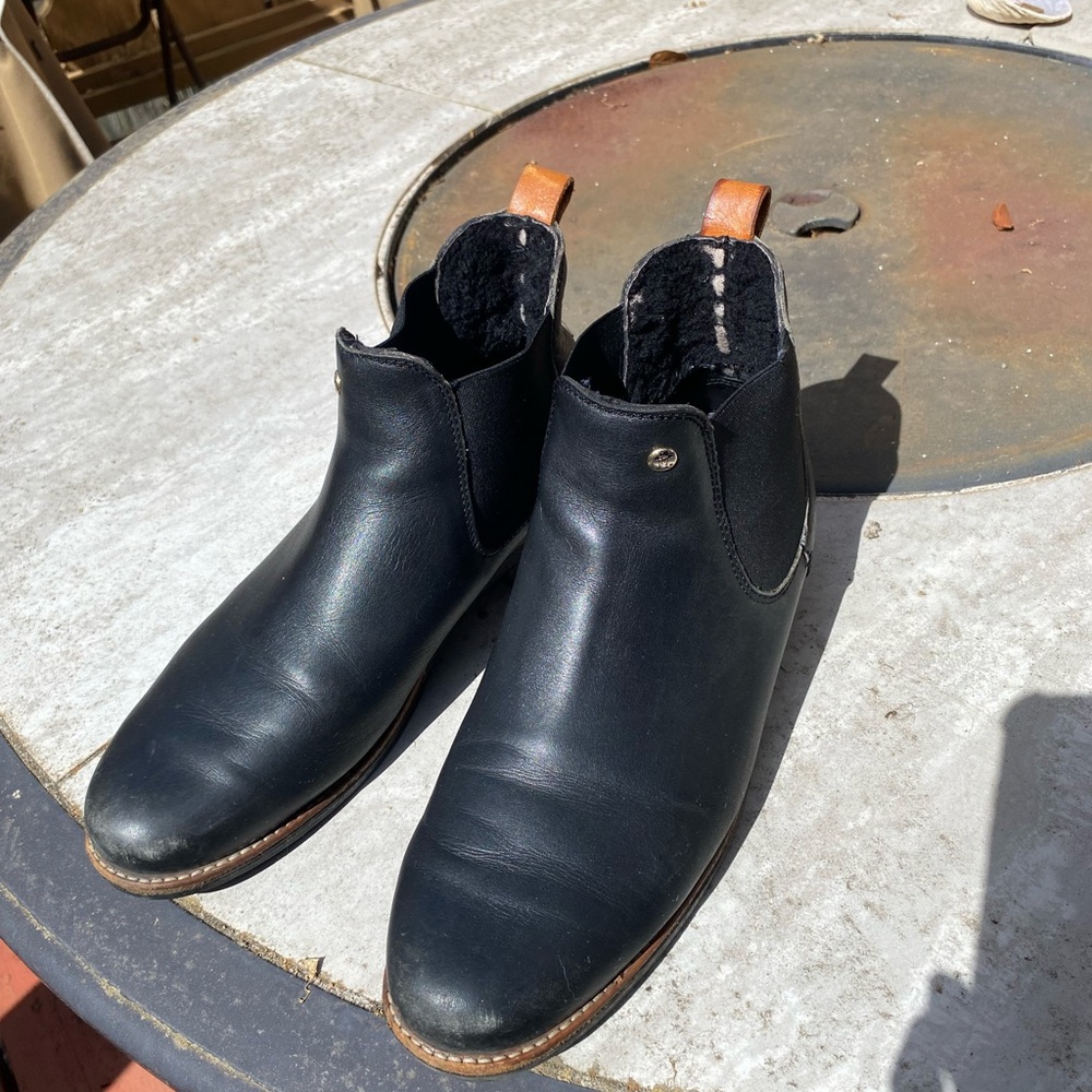 Panama Jack Black Leather Ankle Boots